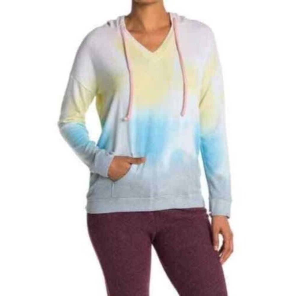 THEO & SPENCE Rainbow Stripe Tie Dye Hooded Sweatshirt - Medium